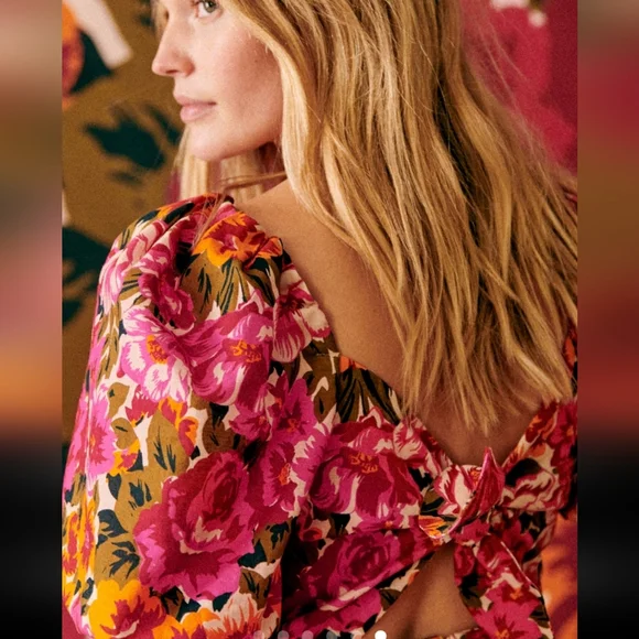 Sezane Allya Pink and Yellow Floral Short Dress